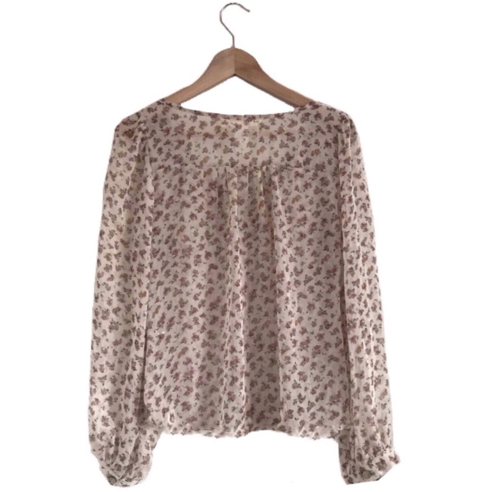 Mine Romantic Ruffle Autumn Chiffon Floral Blouse - Picture 3 of 5