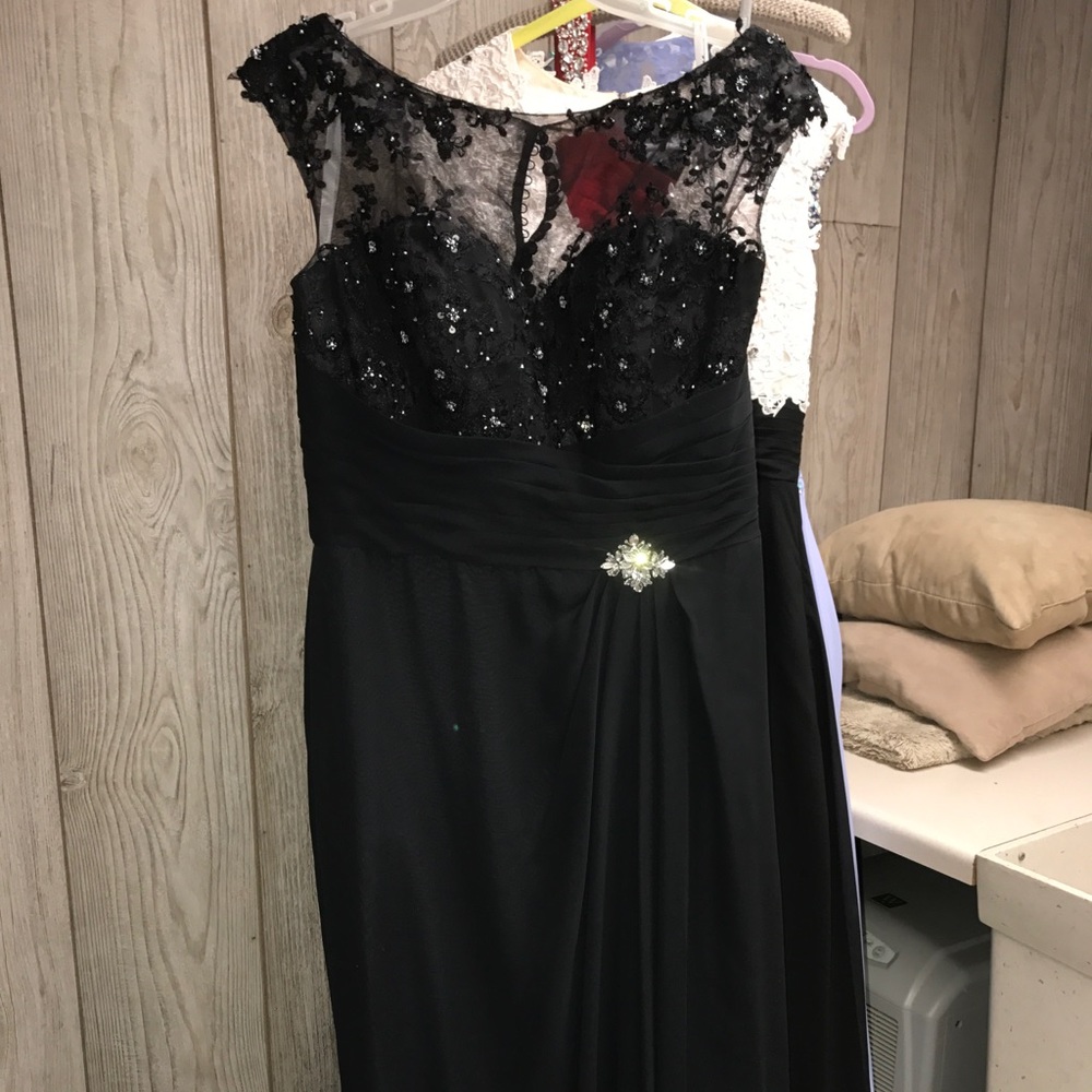 Black illusion prom dress