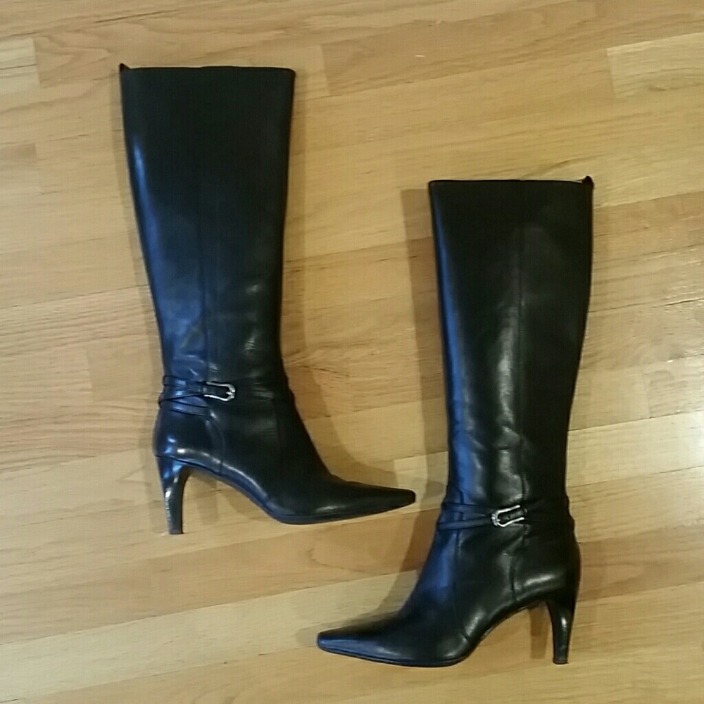Womens midi boots - black leather