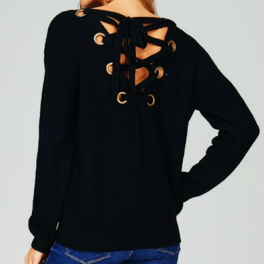 Lace up sweater