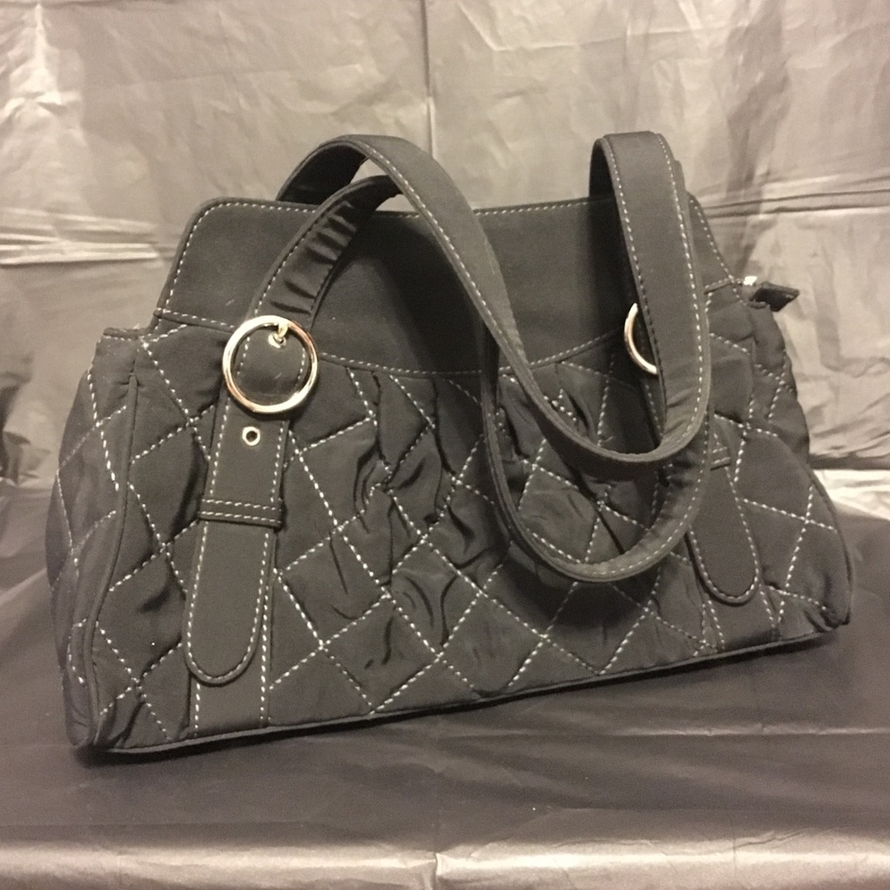 Vera Bradley Black Microfiber Quilted Shoulder Bag