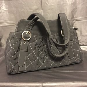 Vera Bradley Black Microfiber Quilted Shoulder Bag