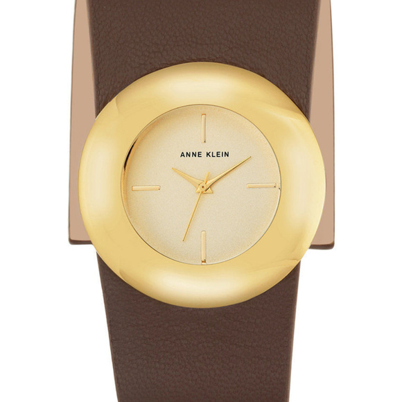 Anne Klein Brown Quartz Metal/Leather Watch