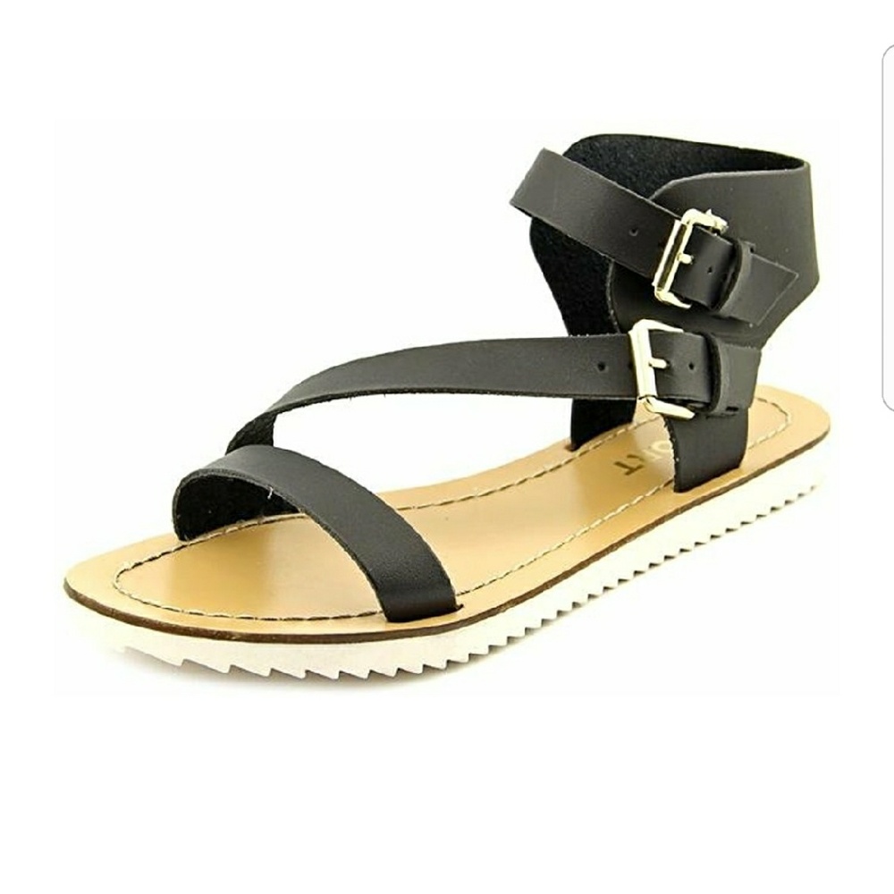 Report Open Toe Black Gladiator Sandal