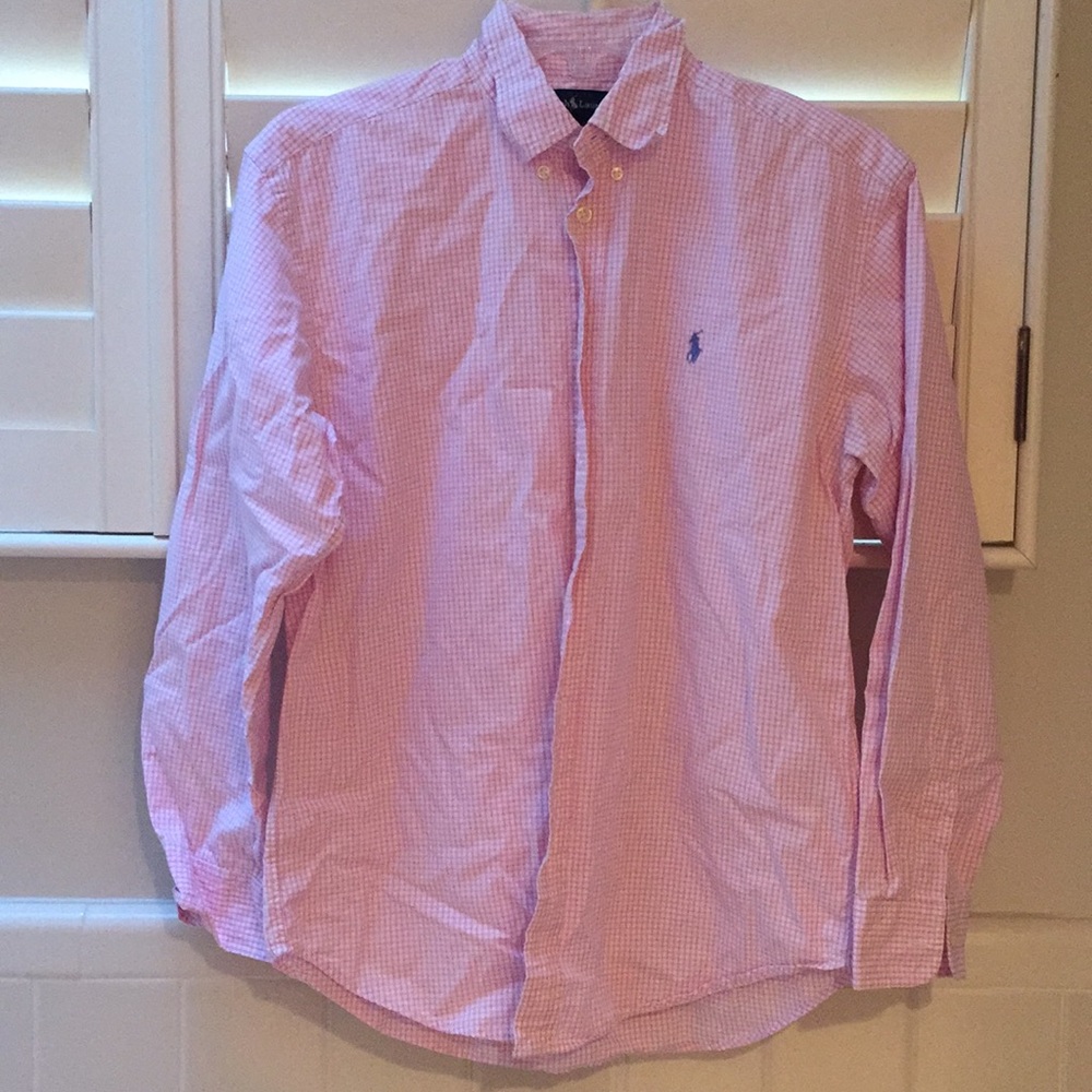 Pink gingham button down shirt