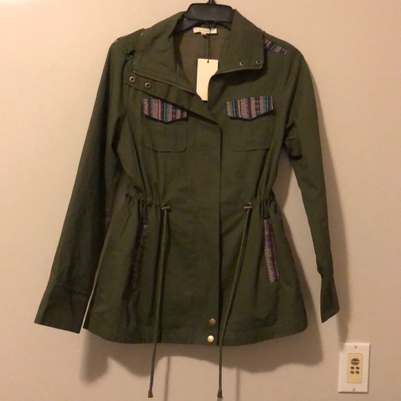 Olive green zip up jacket - Picture 2 of 2