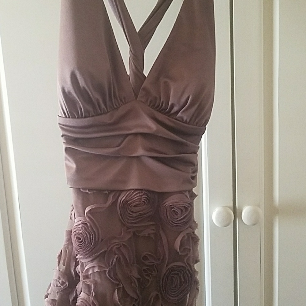 Floor length muave/plum gown