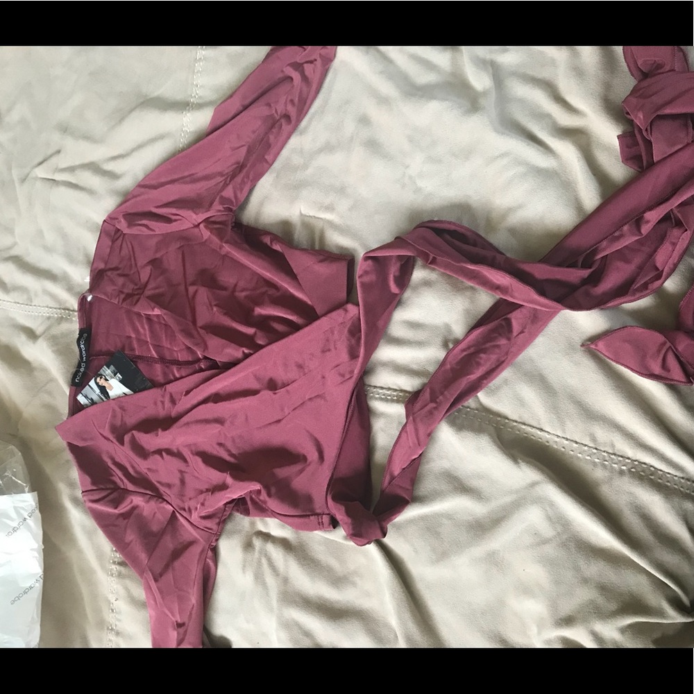 Naked Wardrobe Plum Wrap Top