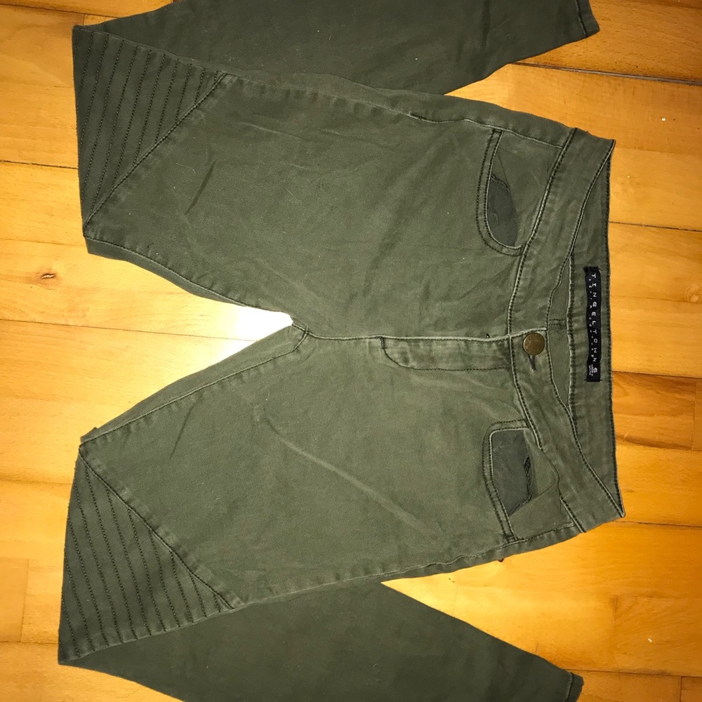 Army green skinny jeans