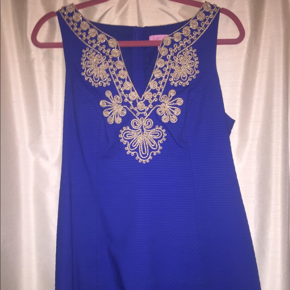 Lilly Pulitzer Blue Dress with Gold Details