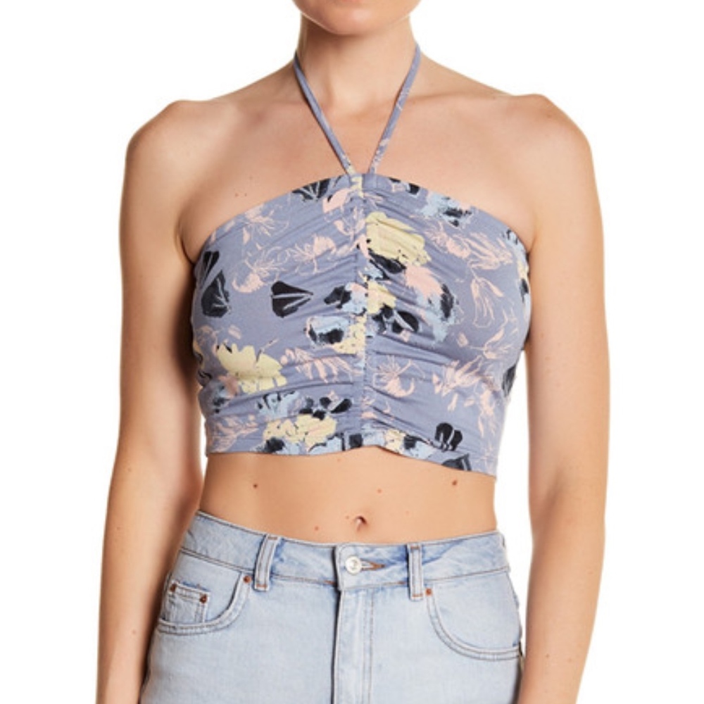 Abound Floral Print Cropped Halter Top Shirt