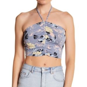 Abound Floral Print Cropped Halter Top Shirt