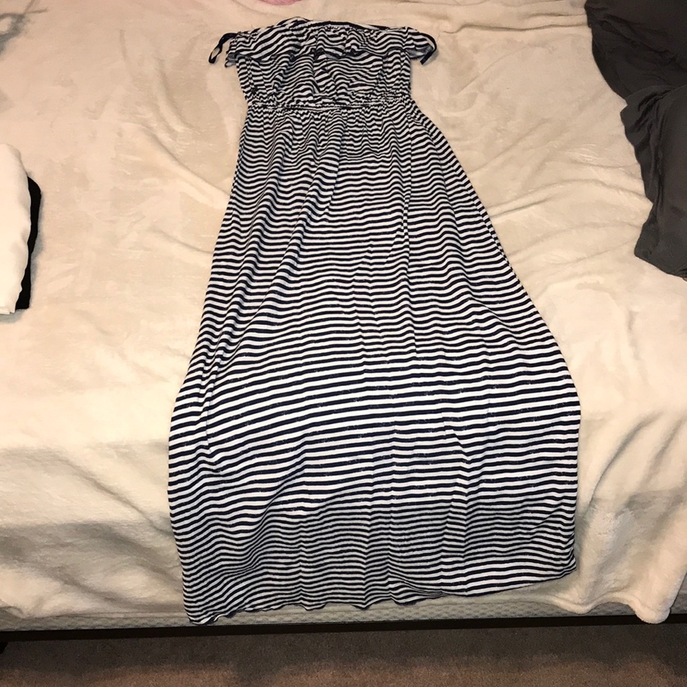 Maxi dress! Strapless and striped