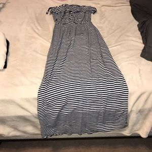 Maxi dress! Strapless and striped