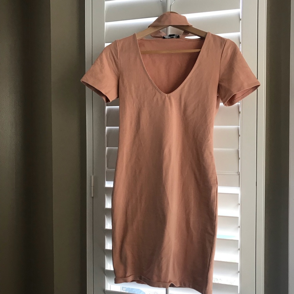 Night Out Peach Choker Dress