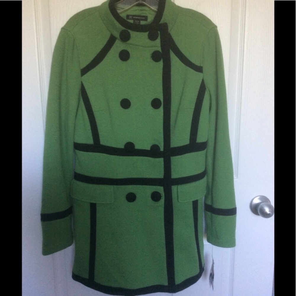 Green and black peacoat Sz medium