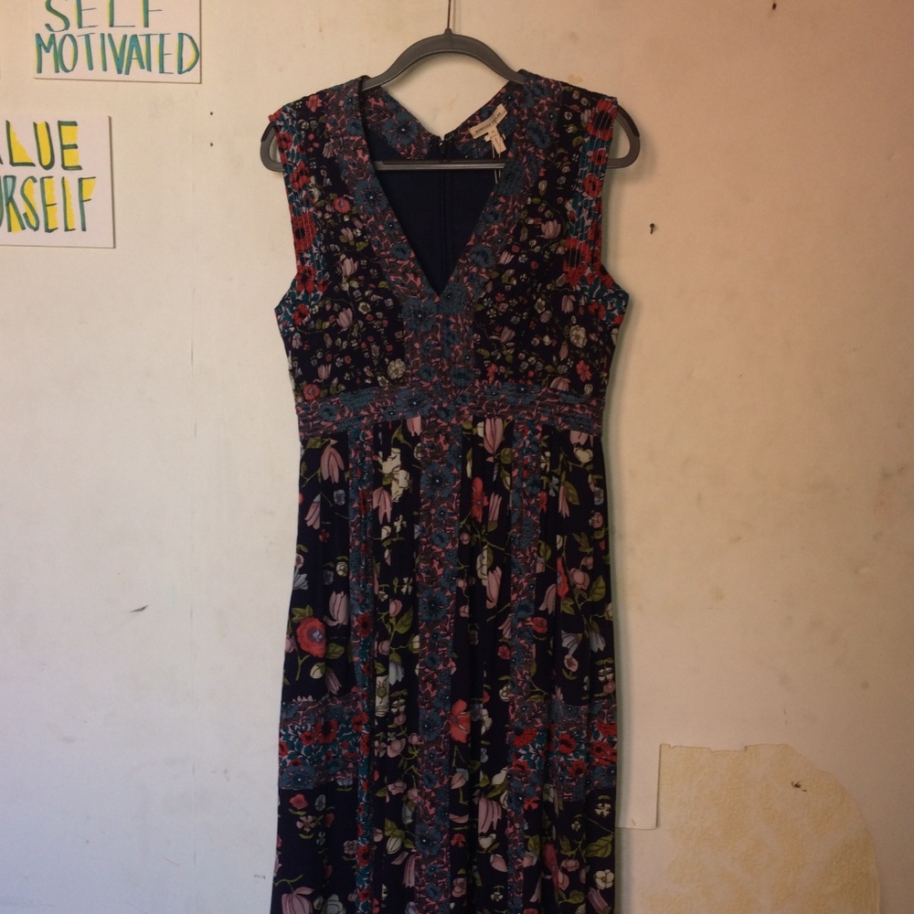 Rebecca Taylor Sleeveless Tap Floral Midi Dress