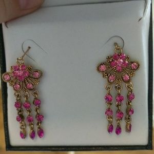 Pink and gold plated crystal earrings