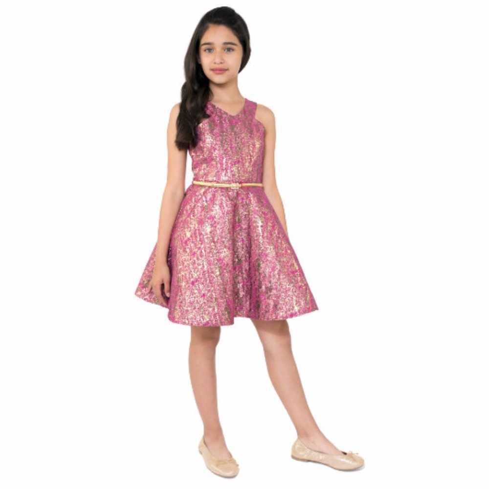 Sleevless Cut Away Brocade Dress