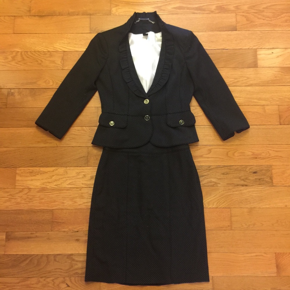 White House Black Market Polka Dot Skirt Suit