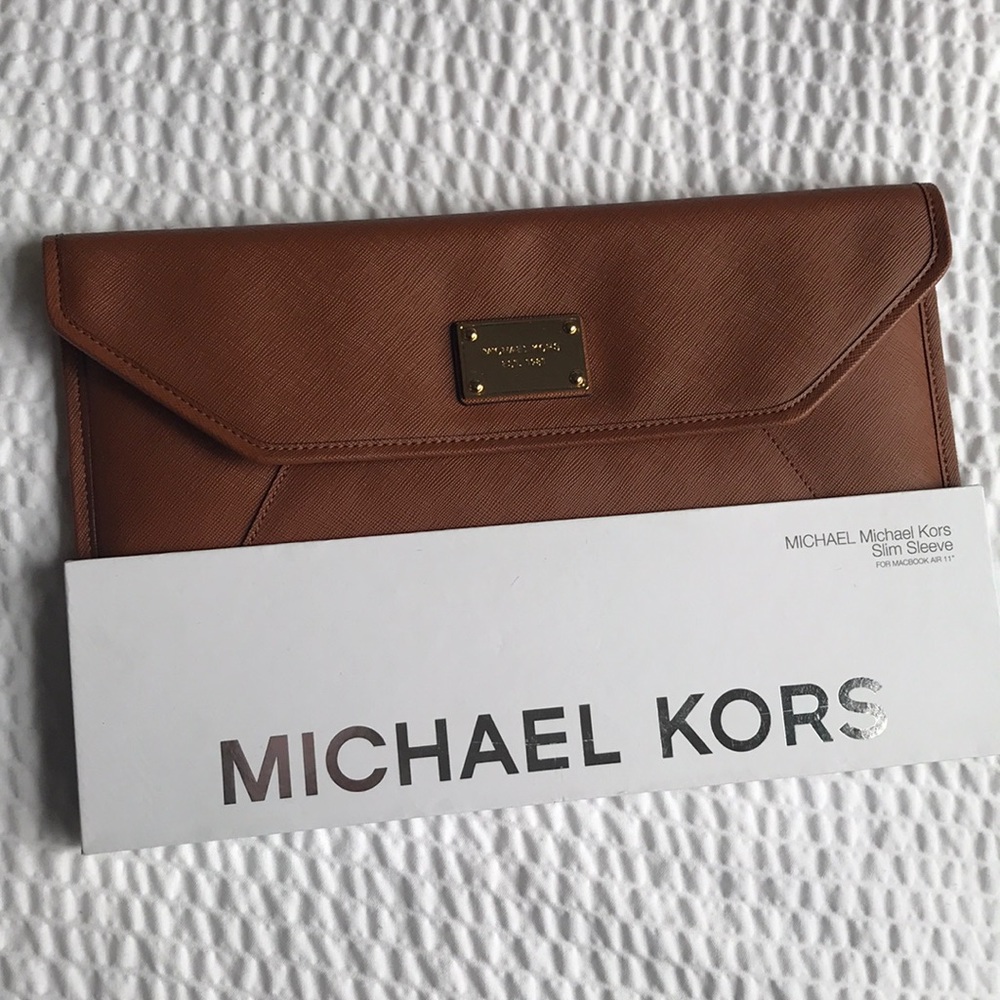 Brown MK Envelope Clutch