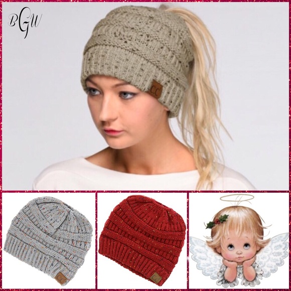 Reserved Sale C.C Messy bun confetti beanies - Picture 4 of 4