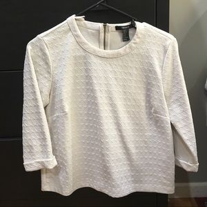 White Houndstooth Long Sleeve Top