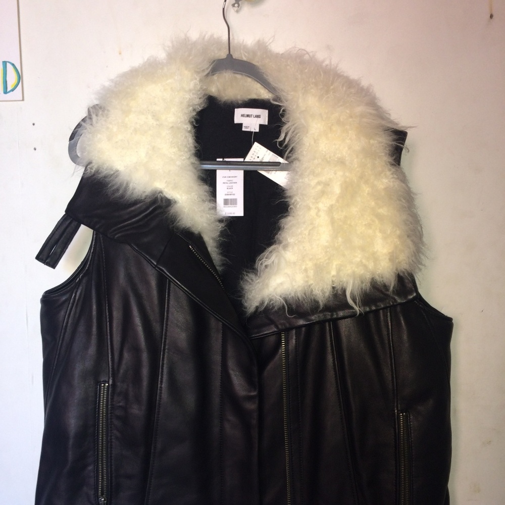 Helmut Lang Leather Vest with Genuine Goat Fur