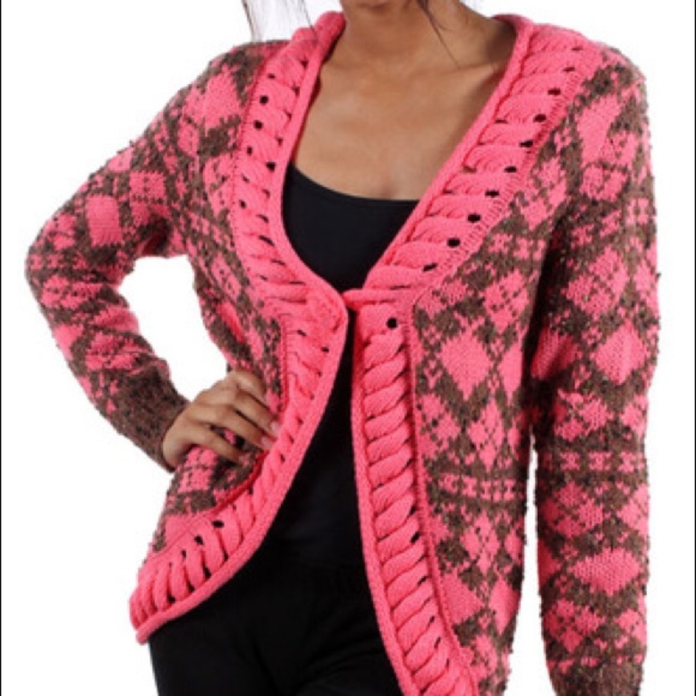 Coral Pink Sweater Cardigan