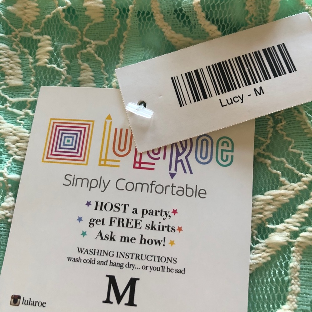 BNWT LuLaRoe Medium Mint Green Lace Lucy! - Picture 4 of 4