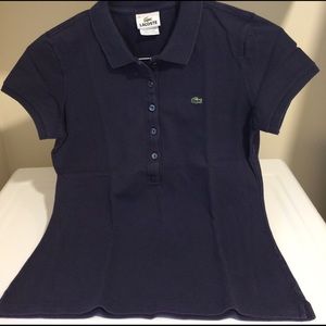 Navy short sleeved Lacoste polo shirt