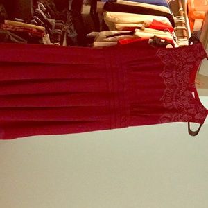 Embroidered maroon dress