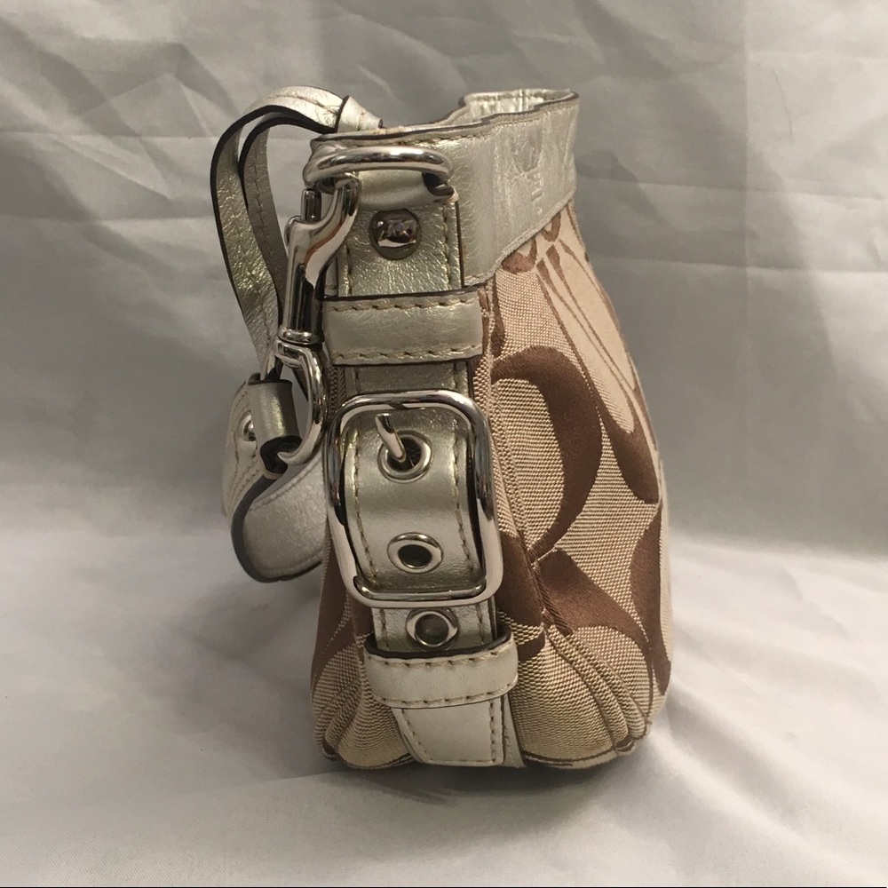COACH Soho Brown Leather and Gold Canvas Handbag - Picture 3 of 7