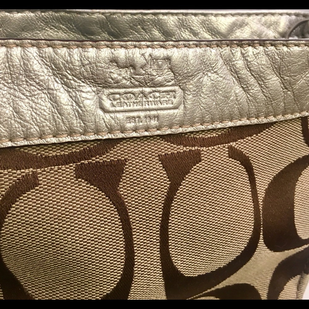 COACH Soho Brown Leather and Gold Canvas Handbag - Picture 7 of 7