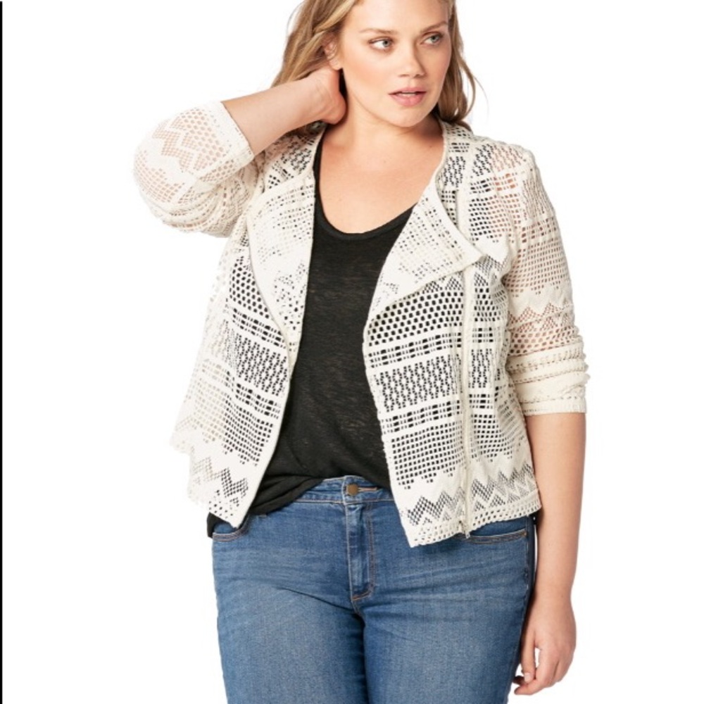 NWT JustFab Off White Lace Moto Jacket