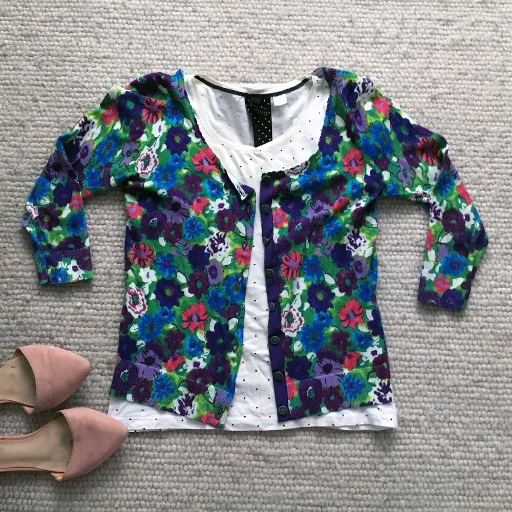 Floral cardigan with back bow detail