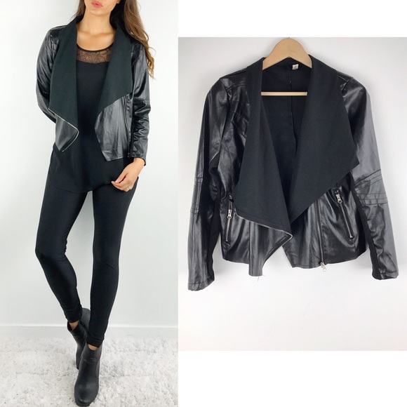 Ai-pai fashion Jackets & Blazers - Black Faux Leather Jacket