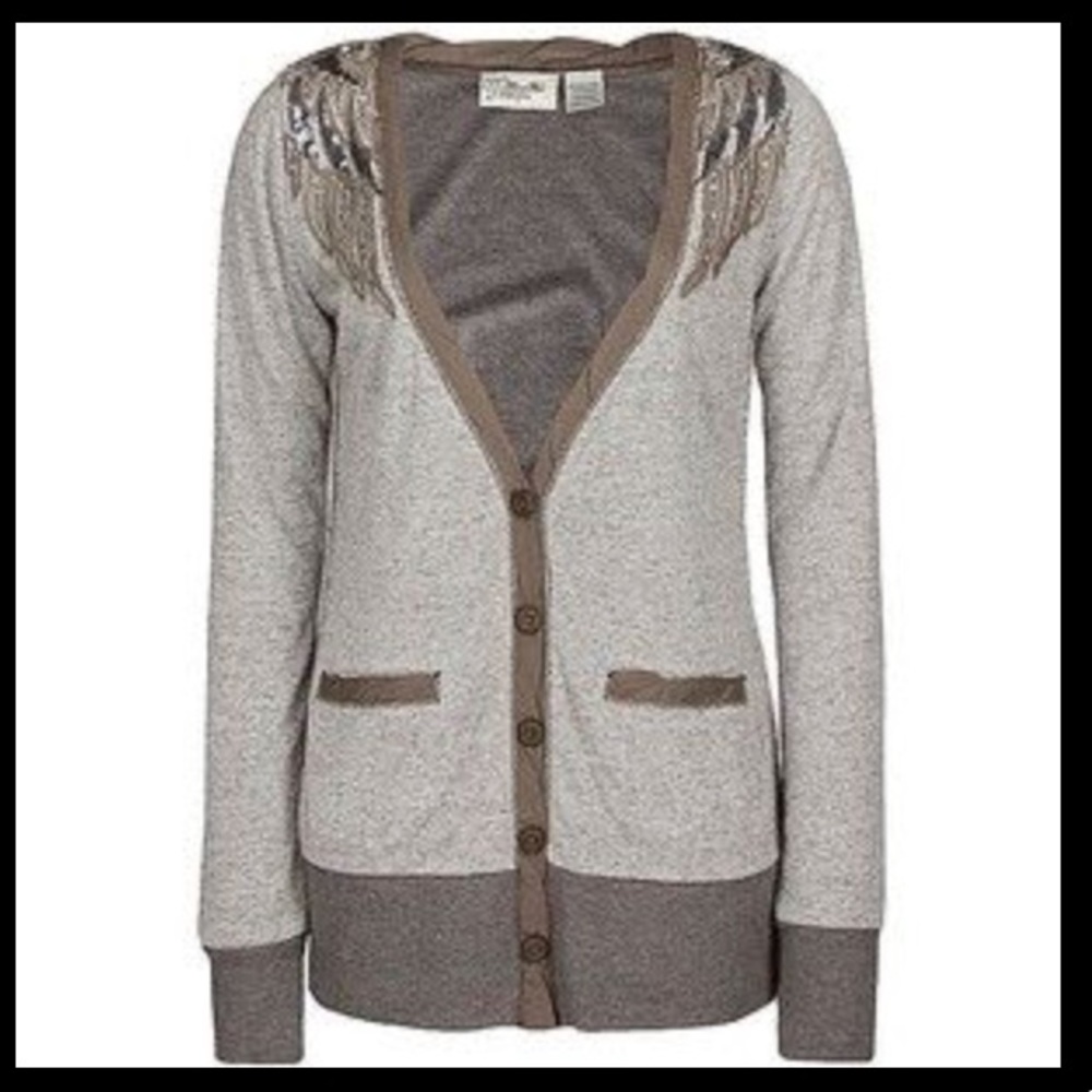 Miss me sequin wing cardigan, buckle, Sz med