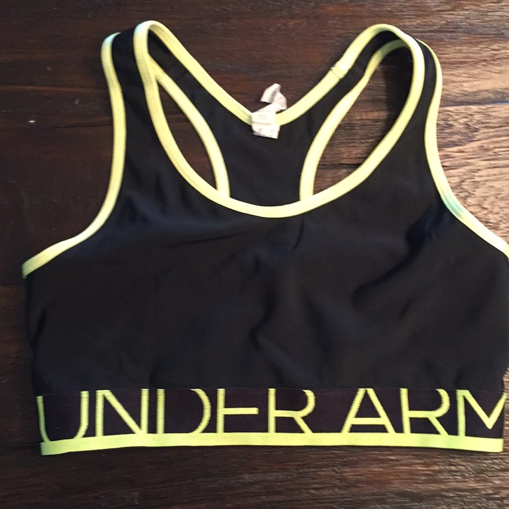 Small Black and neon Under Armour sports bra