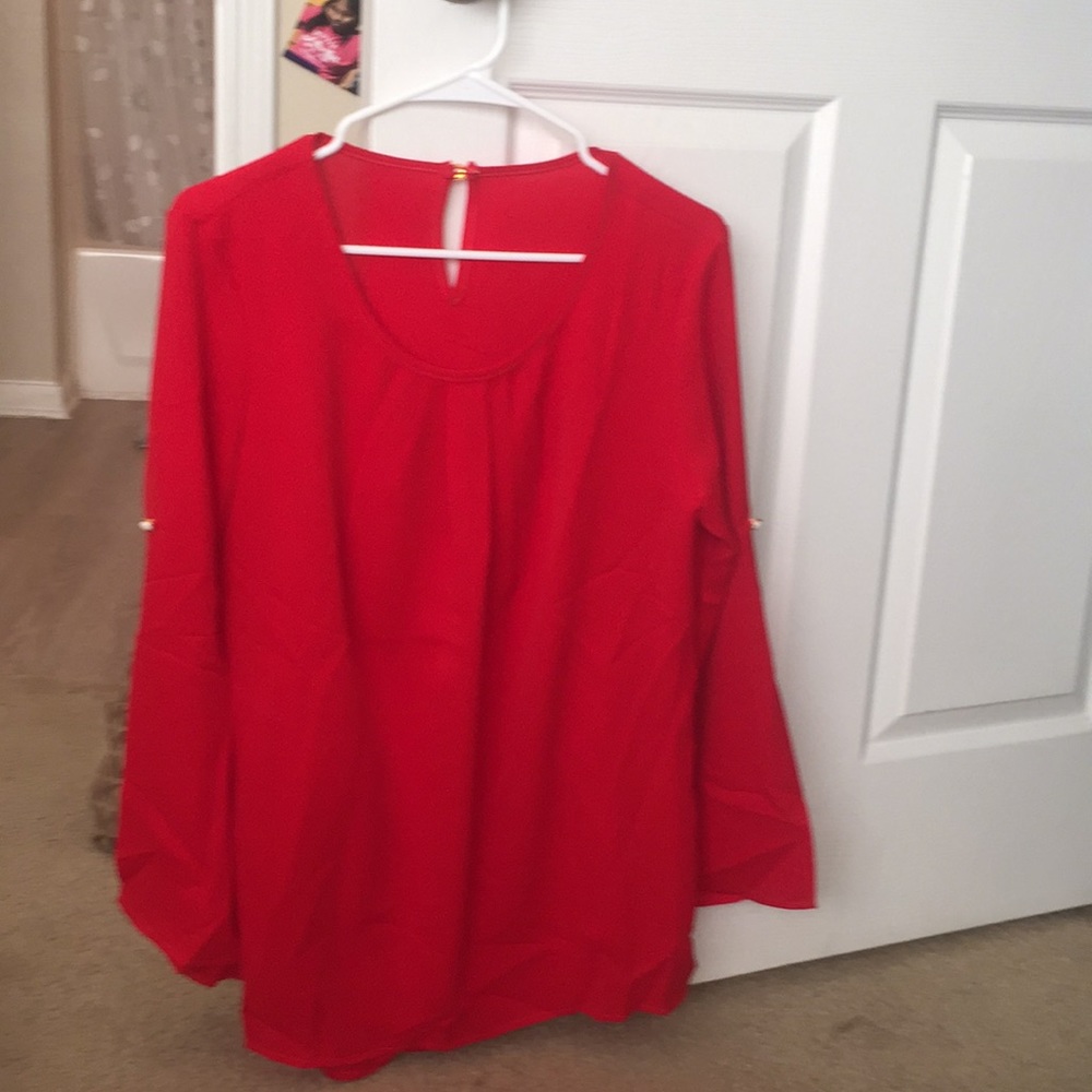 Red long sleeve blouse
