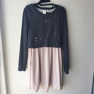 Grey and Cream Flower Eyelet Anthropolgie Dress