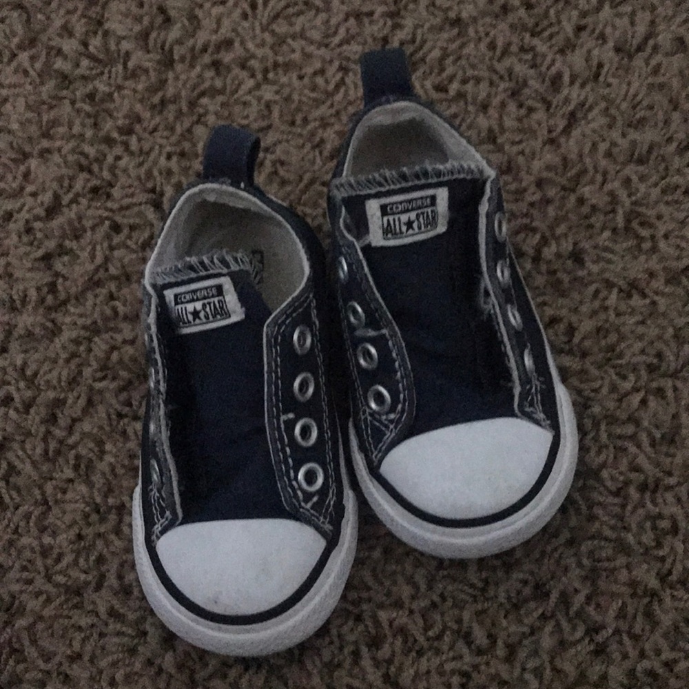 Navy toddler velcro converse shoes