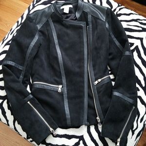 H&M Suede & Faux Leather Blazer