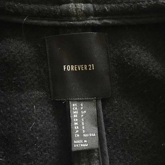 Dark grey, forever 21 wool coat, women's S - Picture 3 of 3