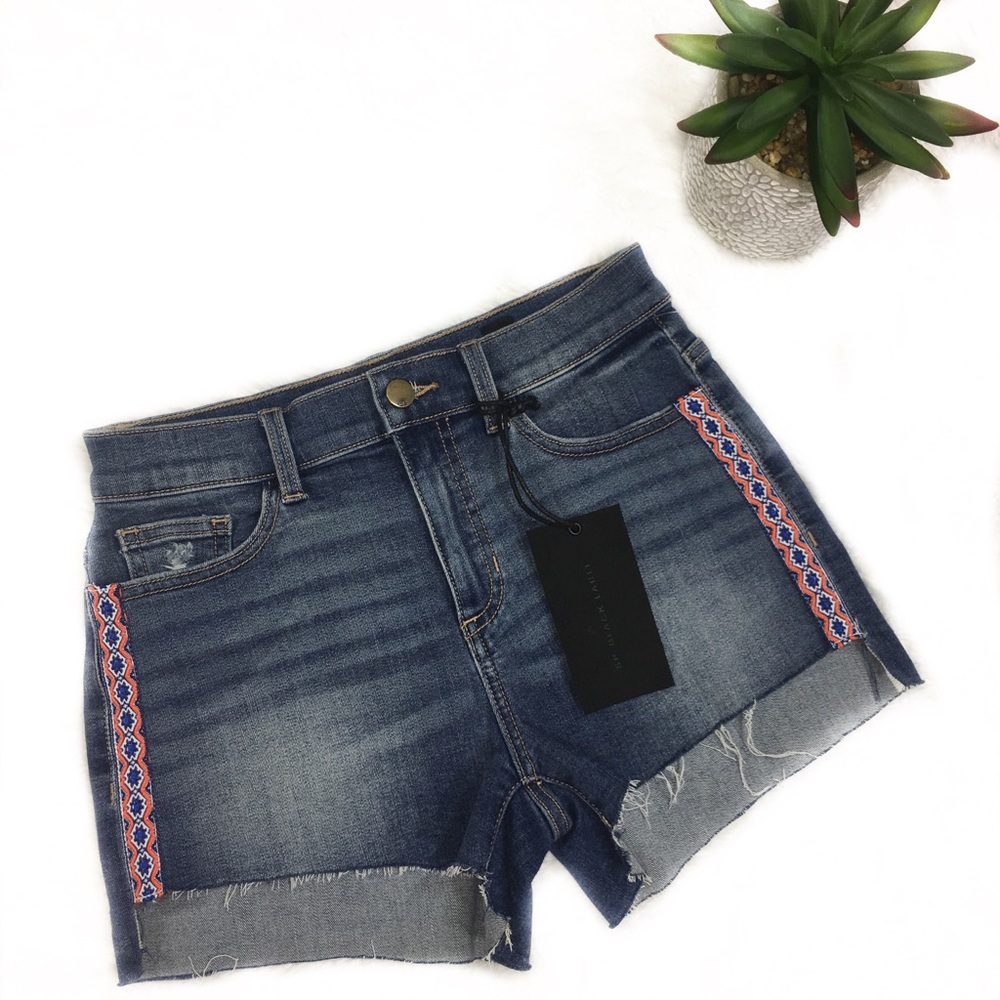 SP Black Label Embroidered Trim Cutoff Shorts