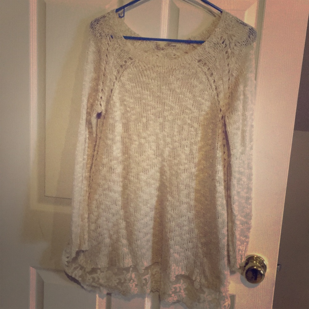 Knit sweater top with lace