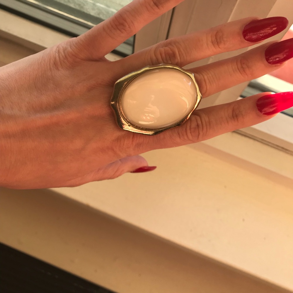 Pearl elastic beaded band Ring