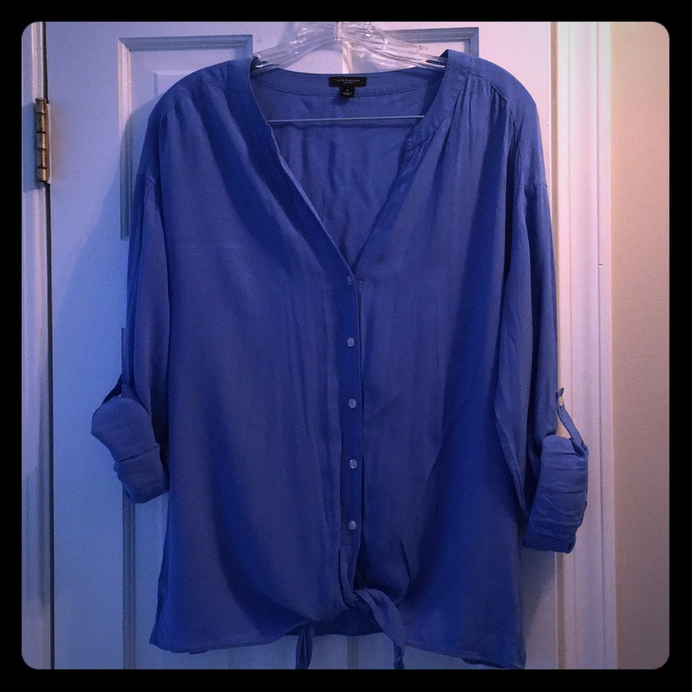 Ann Taylor button up blouse with tie bottom