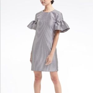 Banana Republic Stripe Ruffle Sleeve Shift Dress