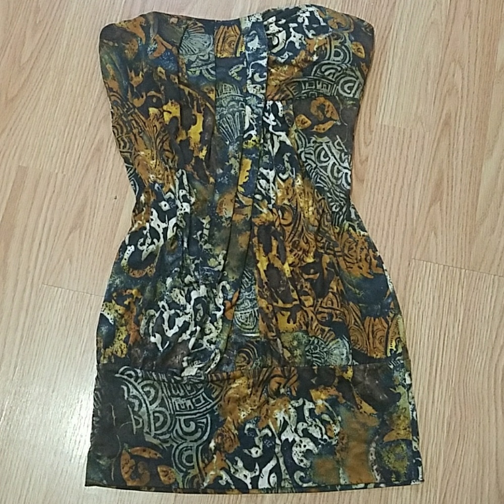 Strapless Top with All Over Print